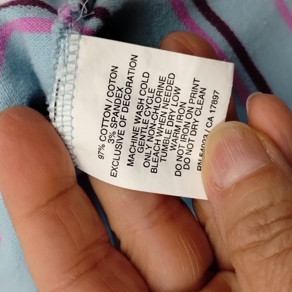 Old Navy sky blue pink burgundy stripe athletic prep polo top size large - Picture 9 of 9